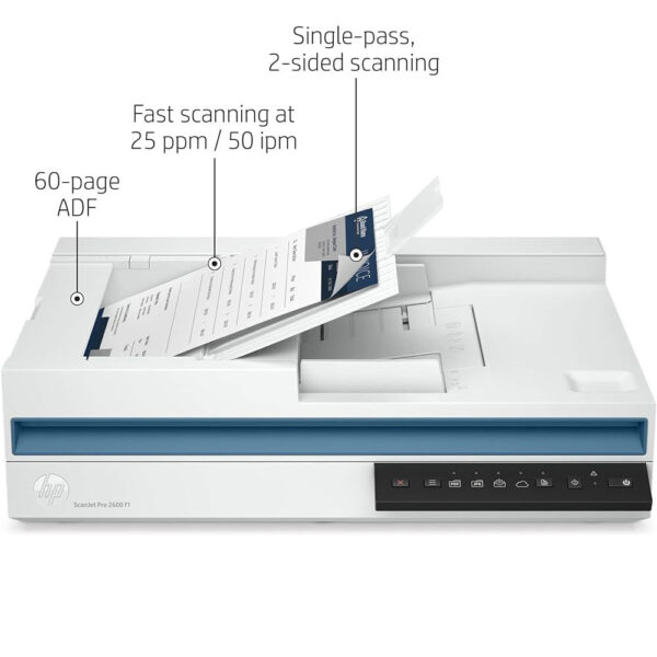 HP ScanJet Pro 2600 f1-Scanner de documents, Recto verso, 50 ipm (1500 pages par jour) – Image 2