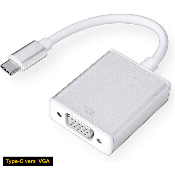 Adaptateur Type-C Vers VGA - 9.1 Cm, 10 Gbps, Résolution 1080P, Plug-and-play, Pour Ordinateur Portable, Projecteur