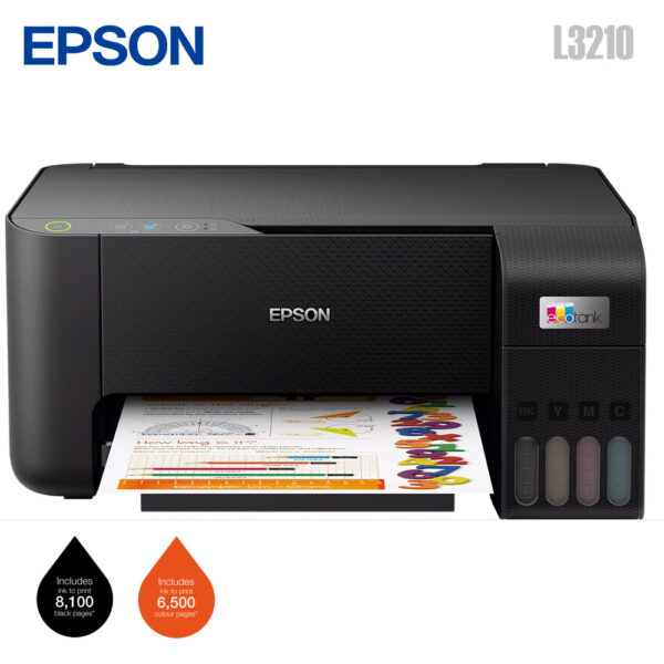 EPSON EcoTank L3210 - Imprimante Couleur Ecotank Multifonction 3-en-1, Impression, copie,numérisation, A4 (C11CJ68403) – Image 2