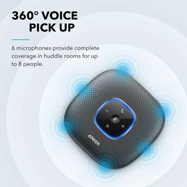 Anker PowerConf Speakerphone/Haut-parleur Bluetooth avec 6 microphones, prise de voix améliorée - Haut-parleur de conférence Bluetooth – Image 3