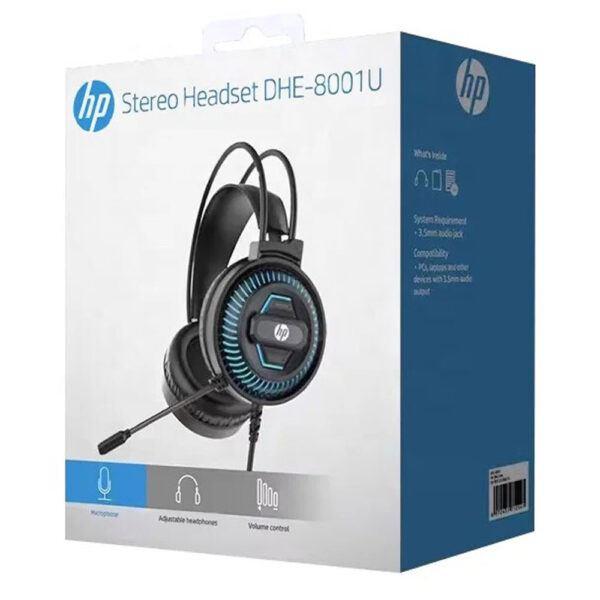 HP DHE-8001U-Casque Audio filaire, connectivité USB, microphone omnidirectionnel, haut-parleur de 50 mm avec LED – Image 6