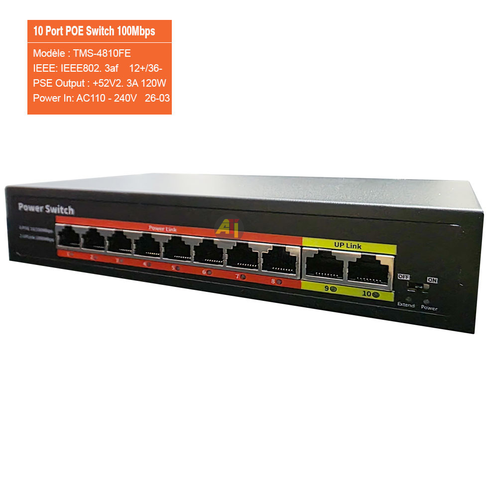 TMS 4810FE 3 Switch 8 Ports POE 10/100 Mbps + 2 Ports Uplink 10/100/100 Mbps | TMS-4810FE – Image 3