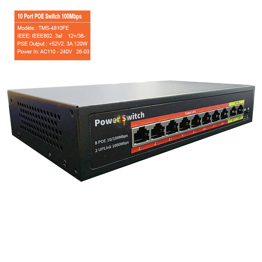 TMS 4810FE 4 Switch 8 Ports POE 10/100 Mbps + 2 Ports Uplink 10/100/100 Mbps | TMS-4810FE – Image 4
