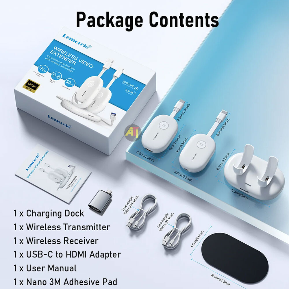 LEMORELE G500 Lemorele G500 - Émetteur et Récepteur HDMI Sans Fil Portable pour Salles de Conférence, Avec batterie intégrée - Portée 50 metres – Image 4