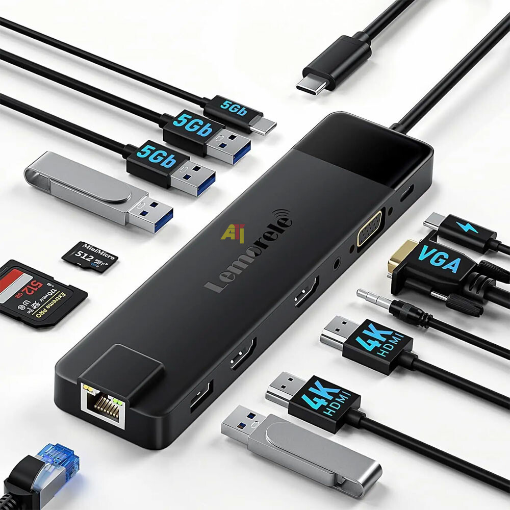 LEMORELE TC100 Lemorele TC100 | Station d'Acceuil, Docking Station | Hub Multiport 13-en-1