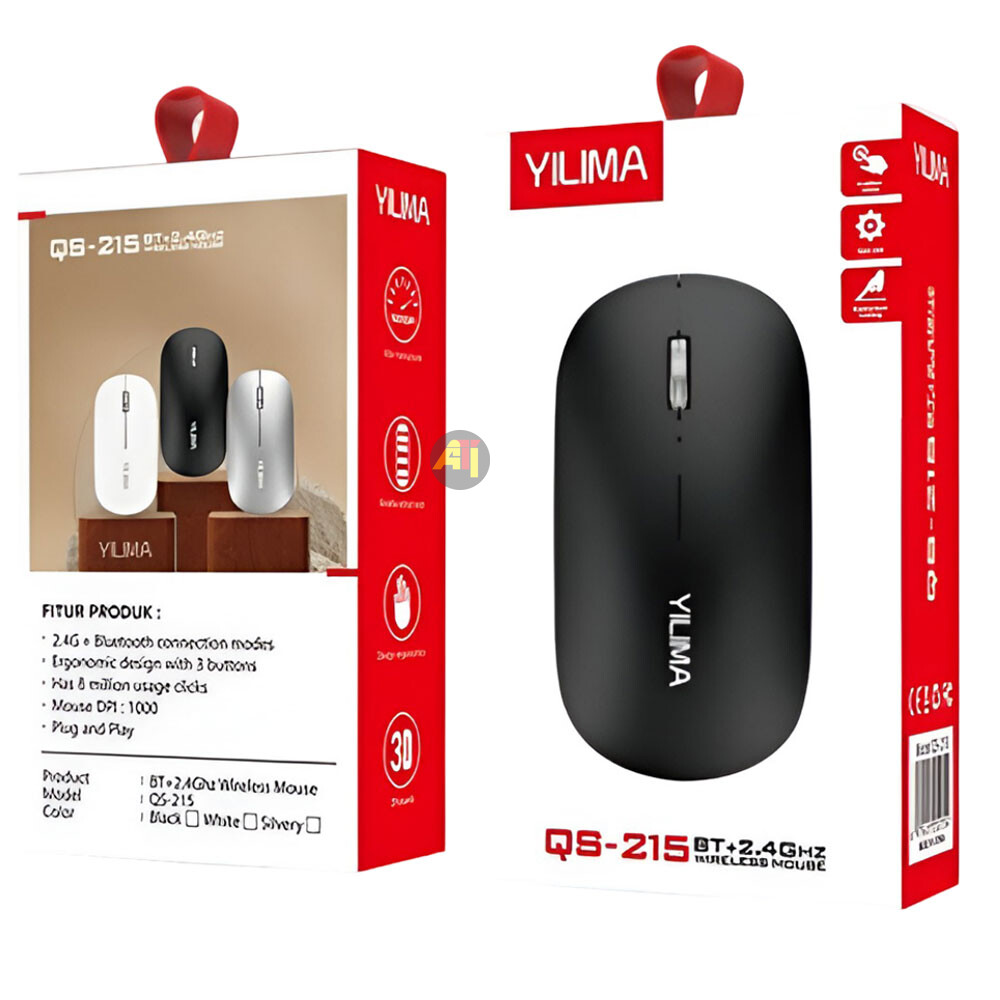 YILIMA QS215 YILIMA QS-215 | Souris Optique sans fil Rechargeable Bluetooth+2.4Ghz – Image 2